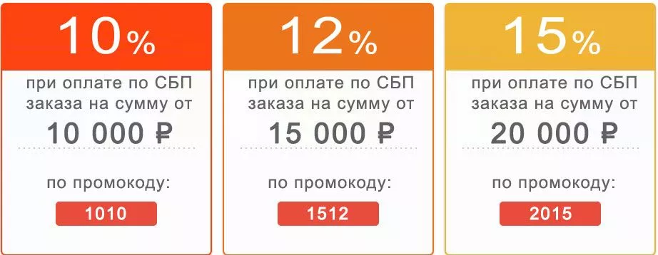 Скидки при оплате заказа по сбп или по счету