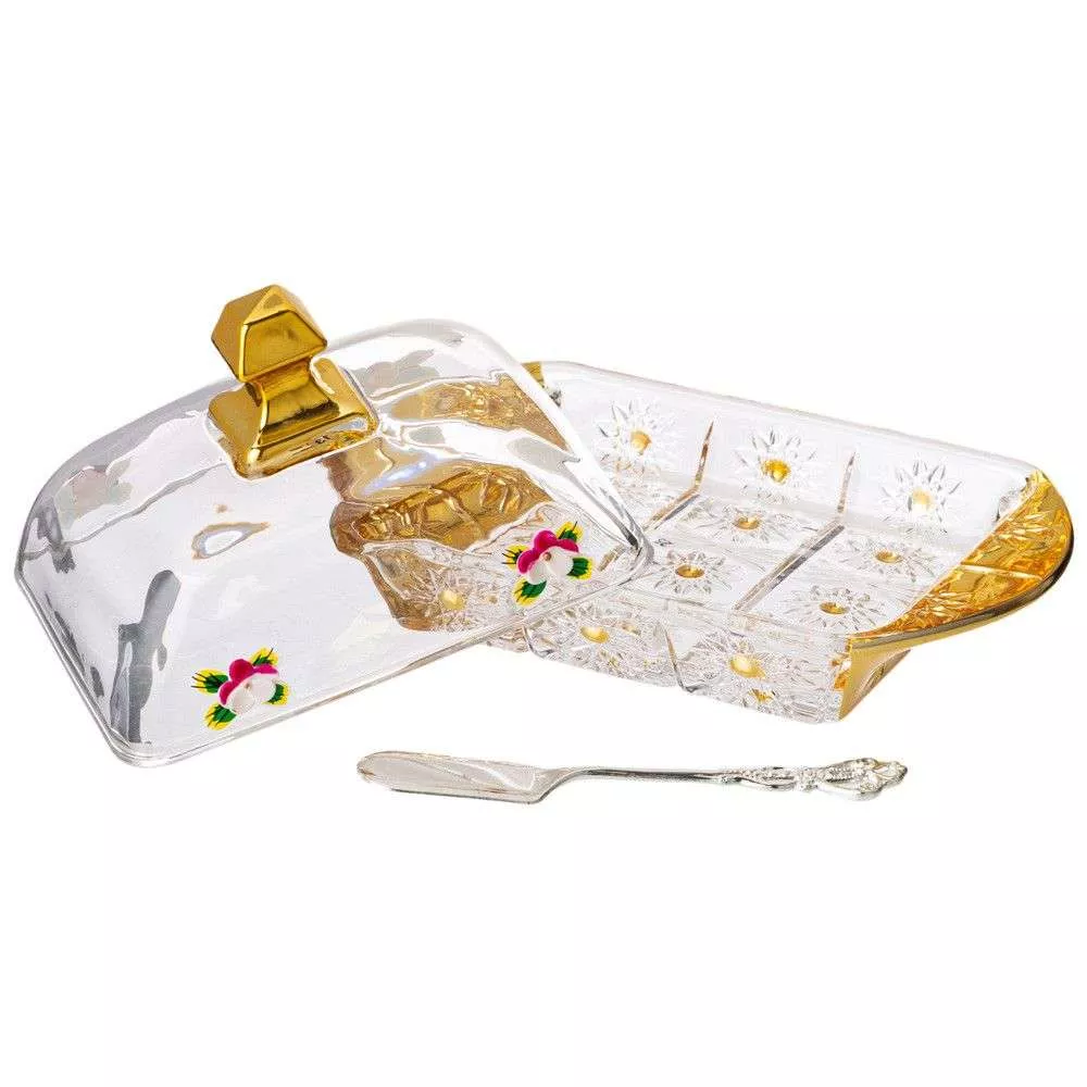 Масленка Gold glass и нож