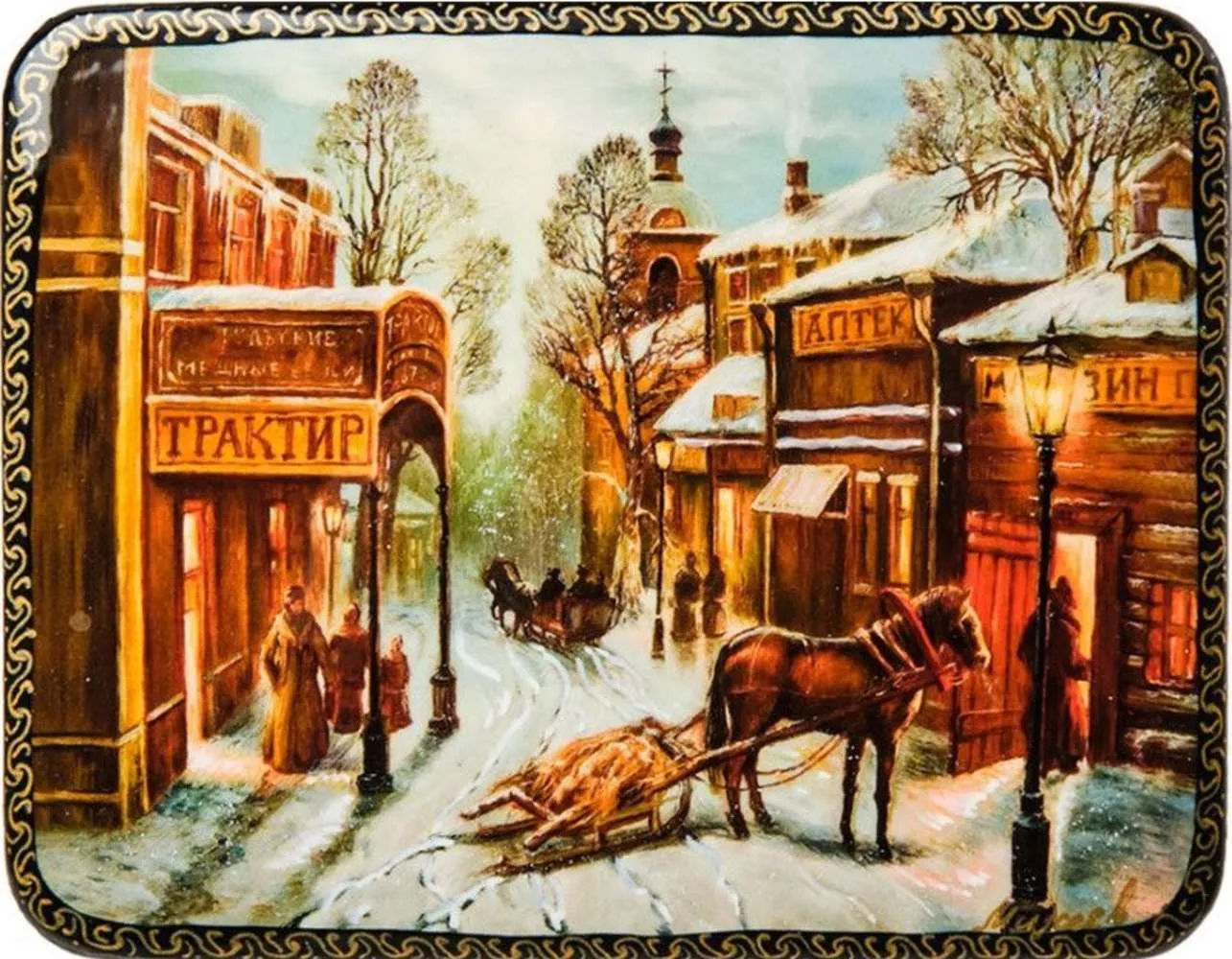Шкатулка в технике декупаж Старая Москва