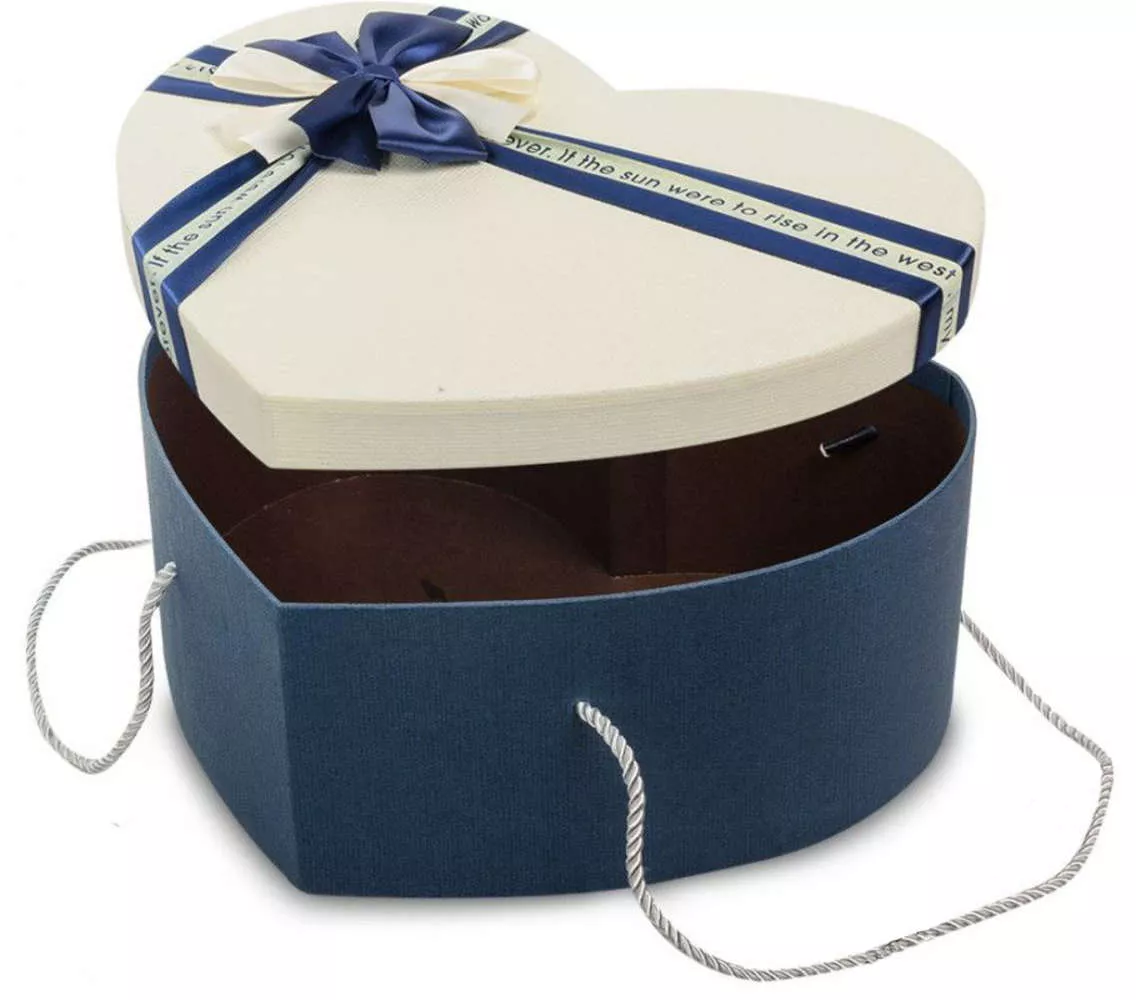 Коробка Сердце (синий, бежевый)