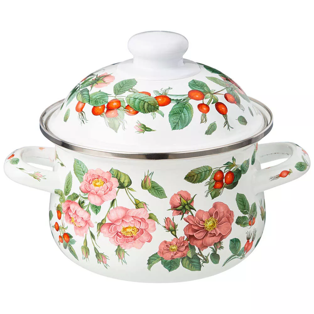 Кастрюля эмалированная Rosehip Tea