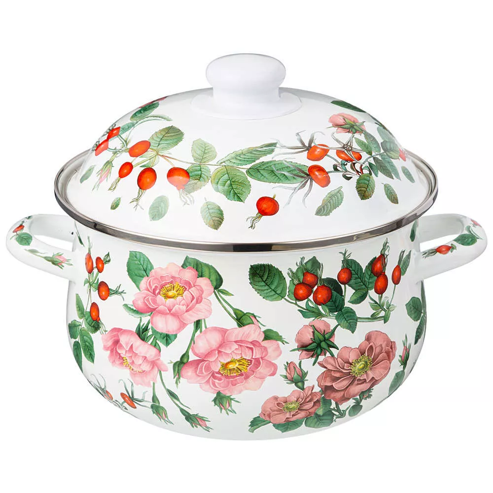 Кастрюля эмалированная Rosehip Tea