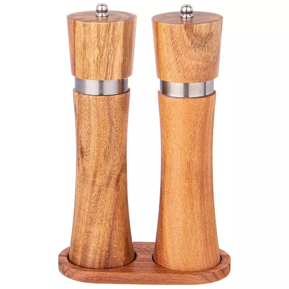 Набор из 2-х мельниц для специй на подставке Wood
