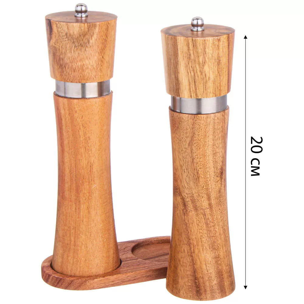Набор из 2-х мельниц для специй на подставке Wood