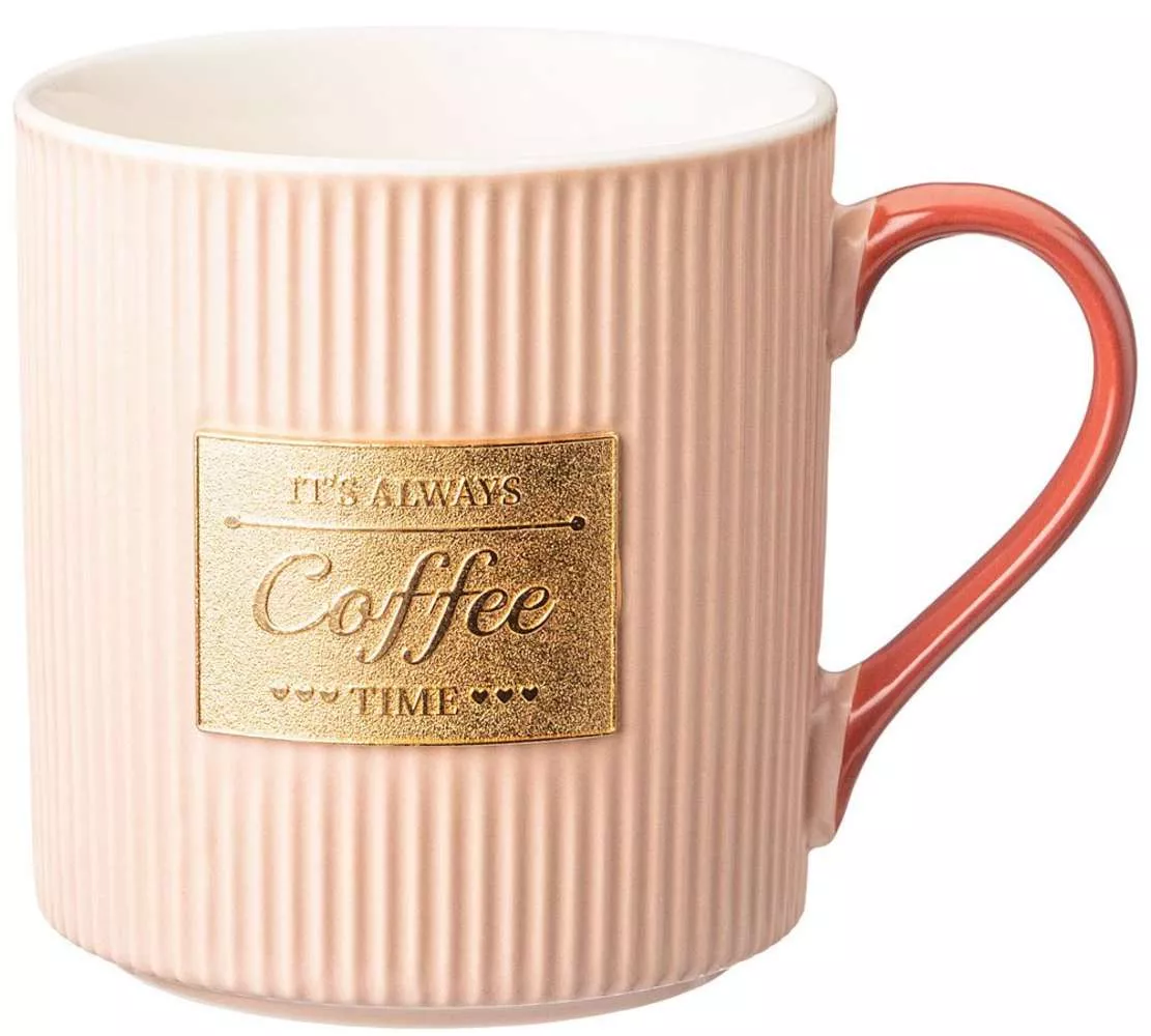 Кружка Coffee (розовая с золотой деталью)