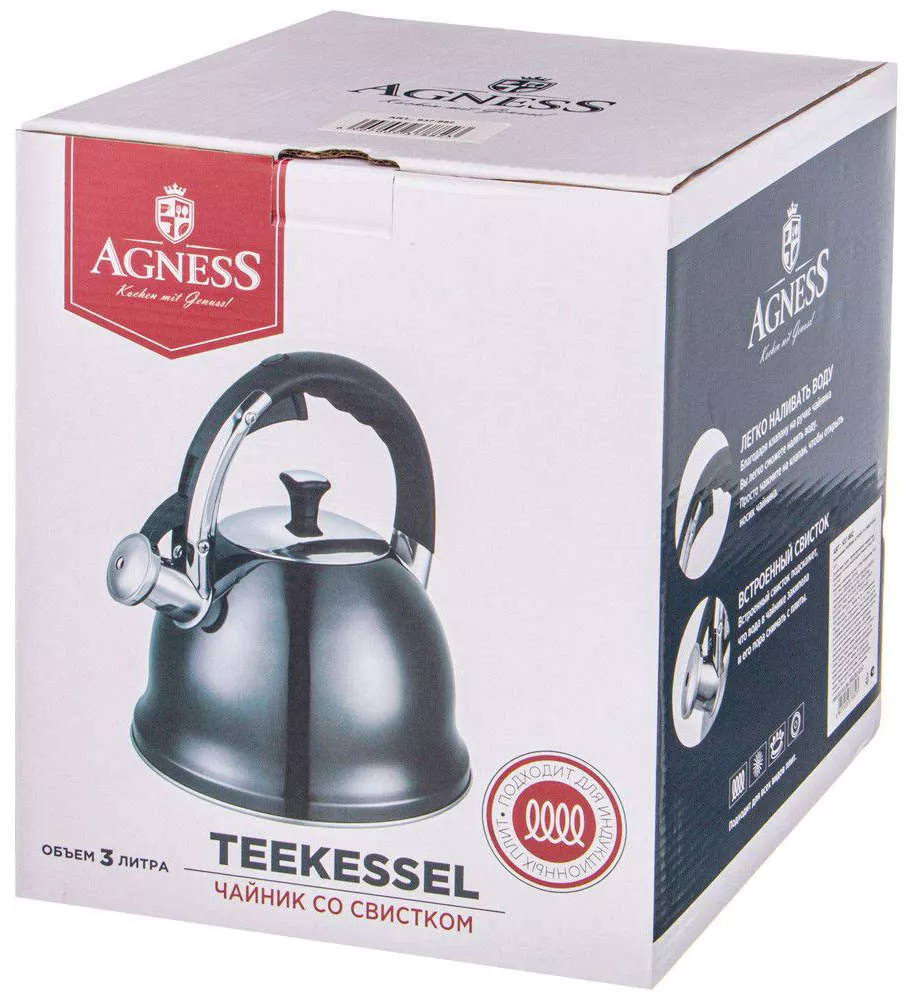 Чайник Agness White со свистком