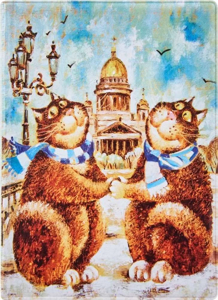 Обложка для паспорта Встреча у Исаакия кота Васьки и кота Пузи