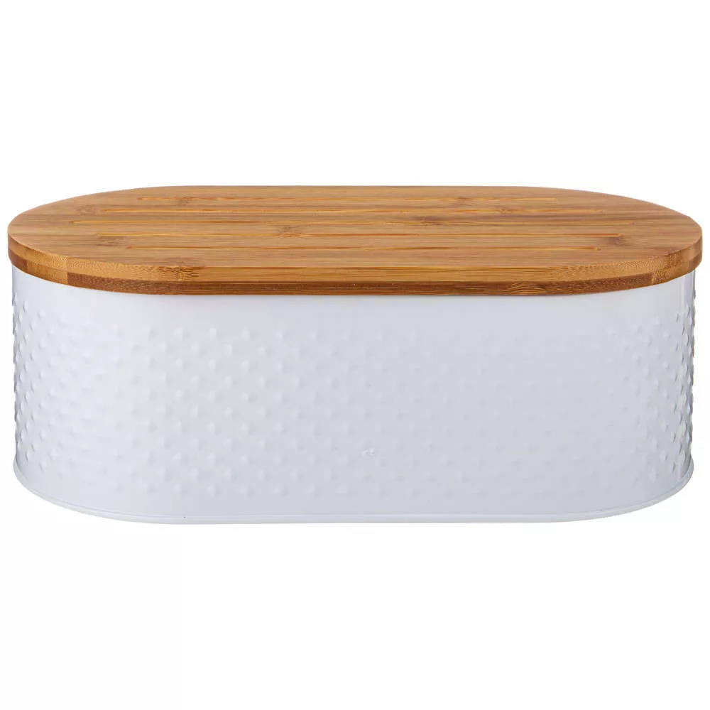 Хлебница agness с 2-мя банками для сыпучих продуктов (white)