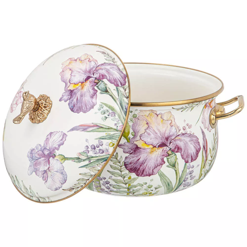 Кастрюля эмалированная с крышкой Irises