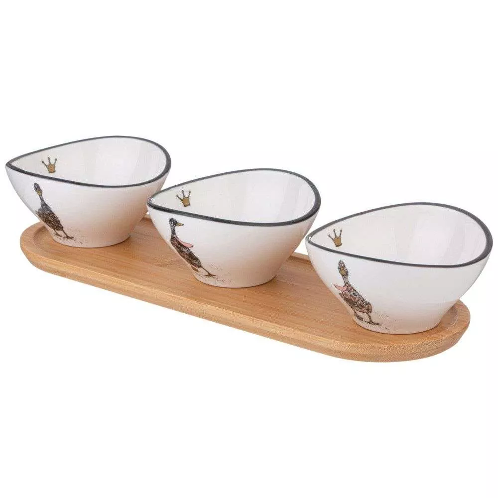 Набор салатников на деревянной подставке Family farm