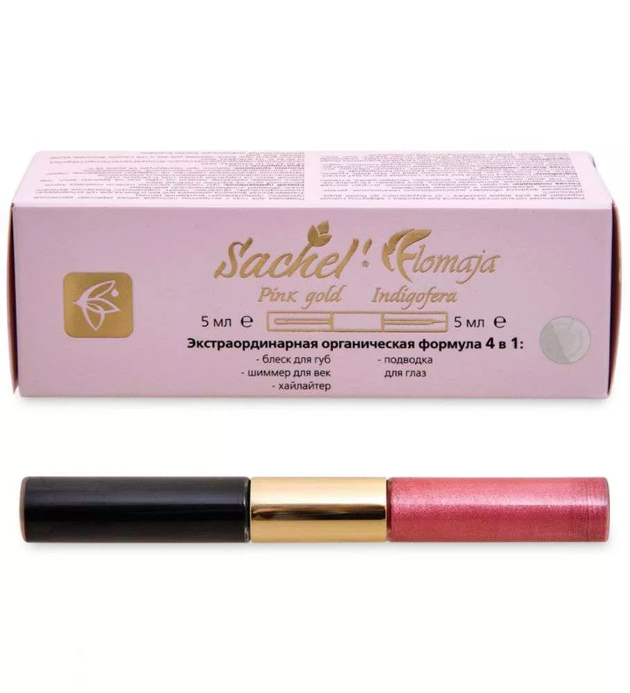 Сашель Flomaja подводка для глаз Indigofera + блеск для век и губ Pink Gold