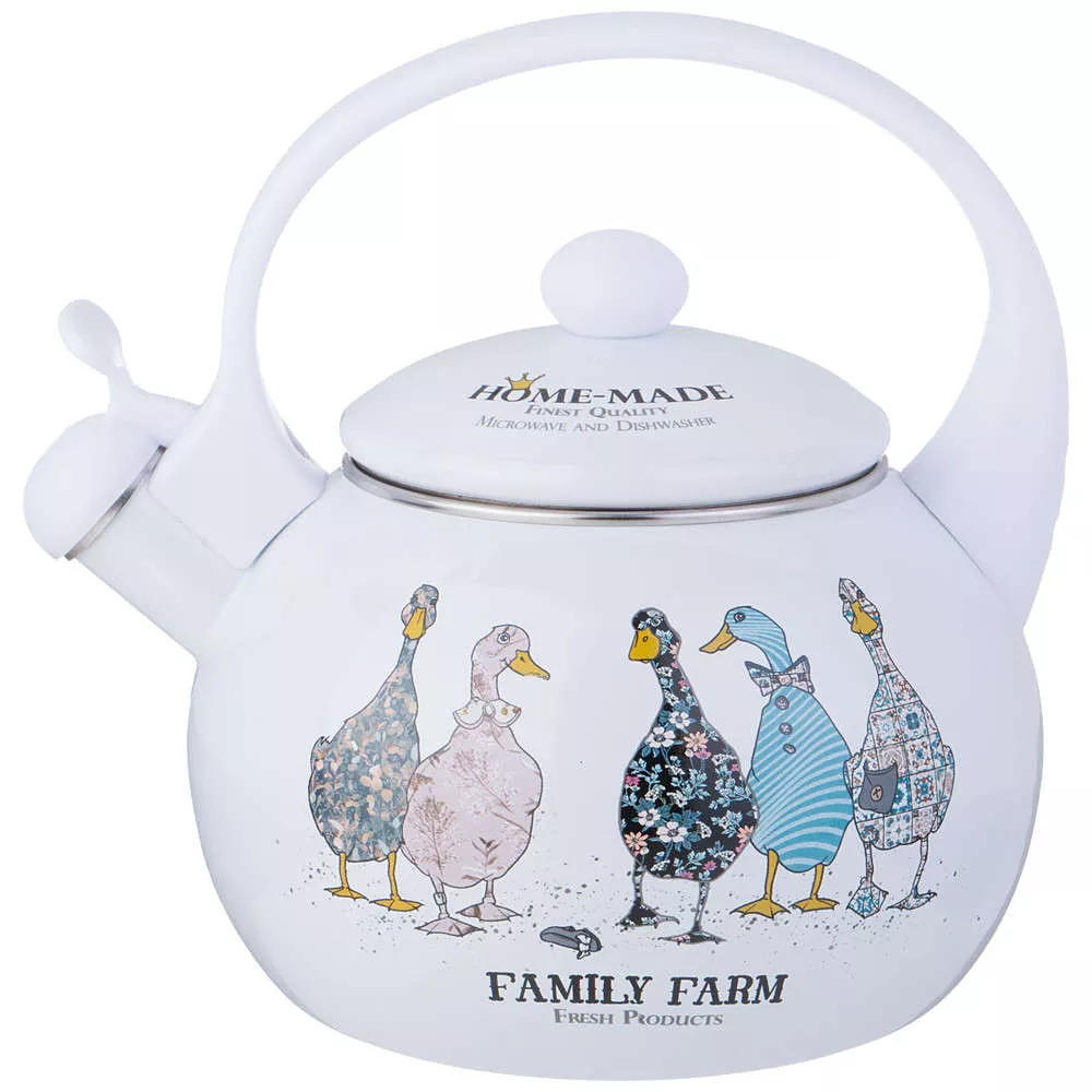 Чайник эмалированный со свистком Family farm