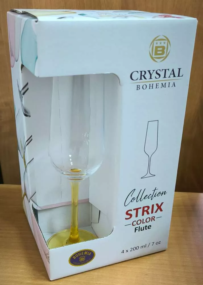 Набор из 4-х фужеров для шампанского STRIX Желтая ножка