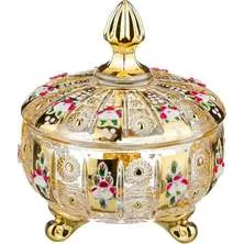 Конфетница с крышкой Lefard Gold Glass