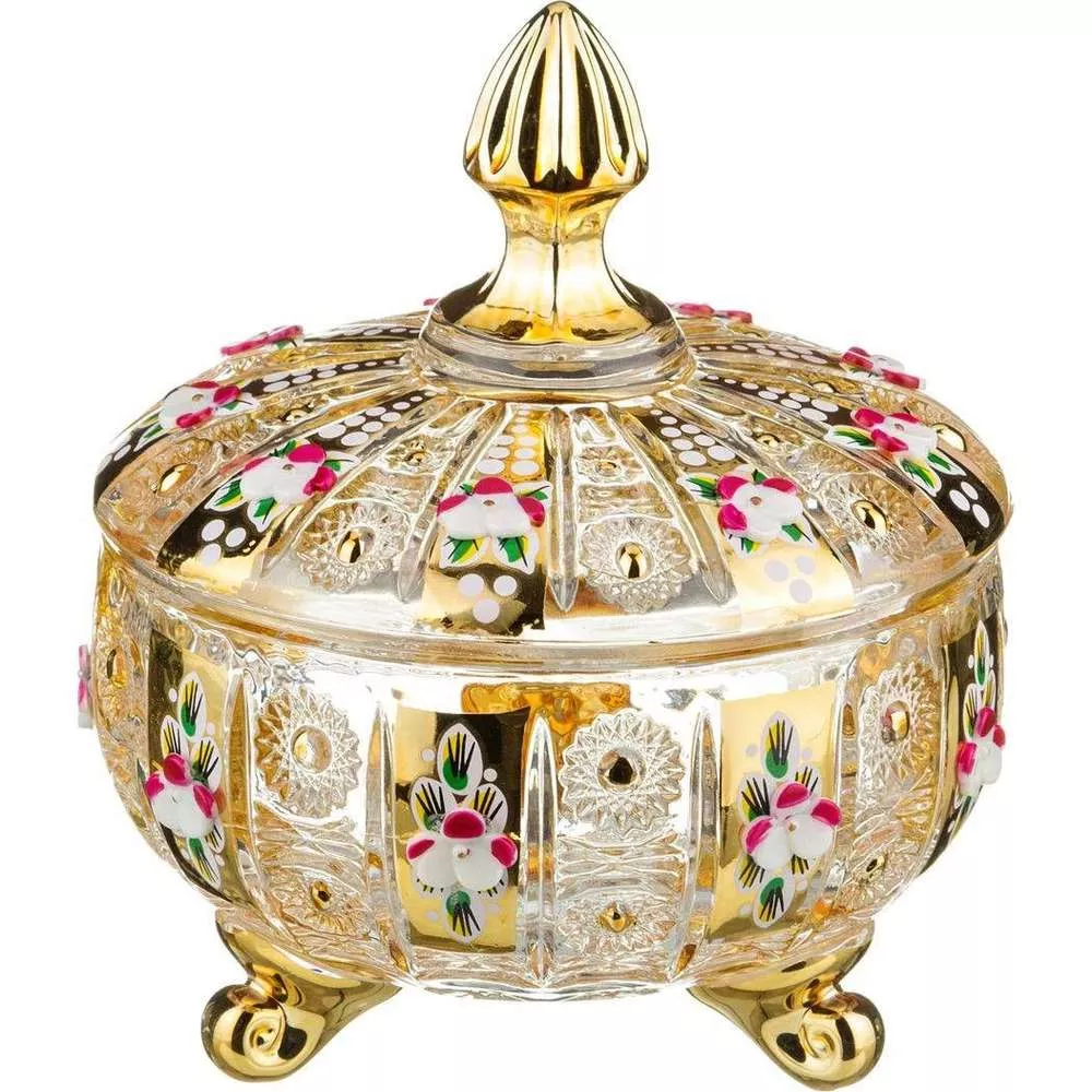 Конфетница с крышкой Lefard Gold Glass