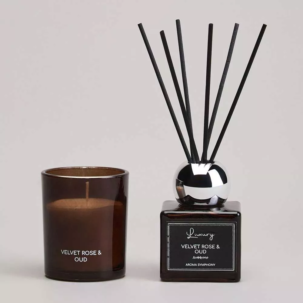 Набор ароматический Luxury свеча в стакане и диффузор velvet rose&oud