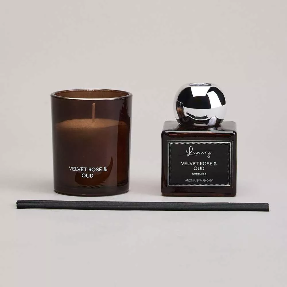 Набор ароматический Luxury свеча в стакане и диффузор velvet rose&oud