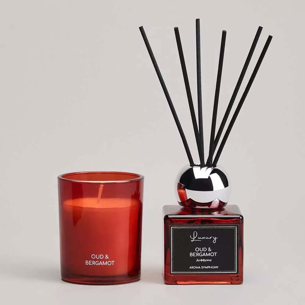 Набор ароматический Luxury свеча в стакане и диффузор oud&bergamot