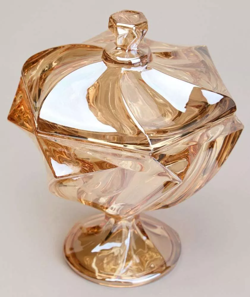 Блюдо с крышкой на ножке Bohema amber