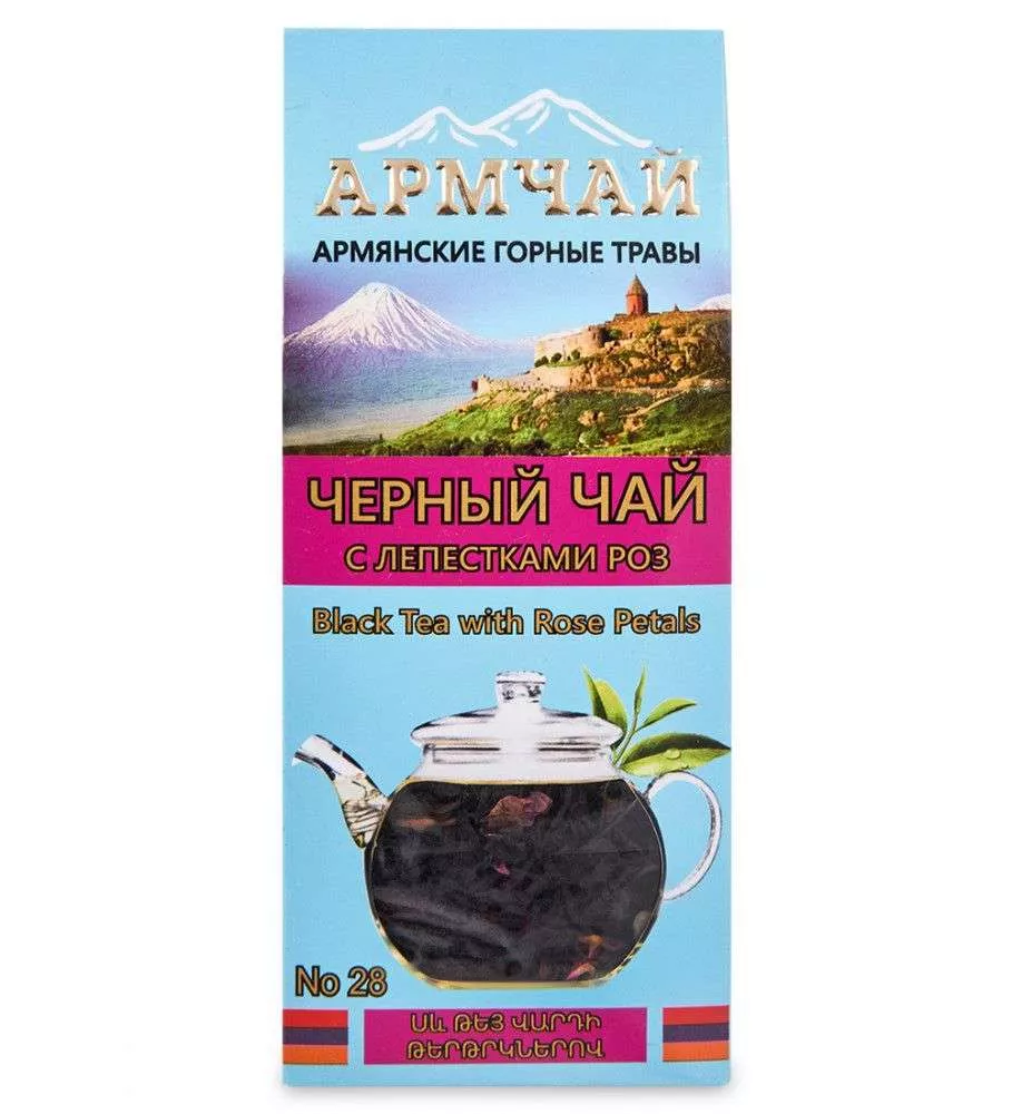 Чай заварной Черный с лепестками роз 40гр