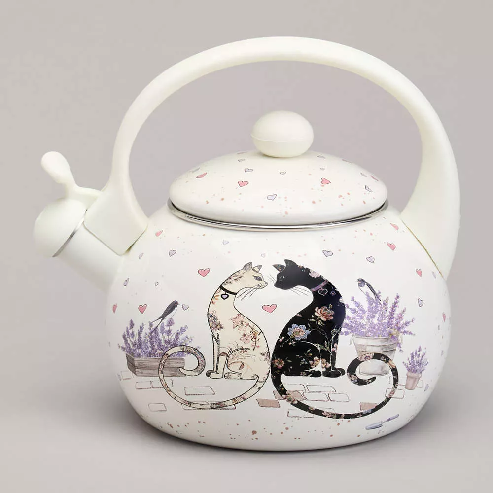 Чайник эмалированный со свистком Lavander cats