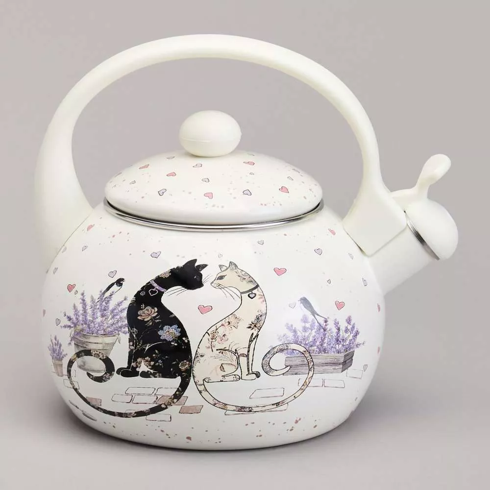 Чайник эмалированный со свистком Lavander cats