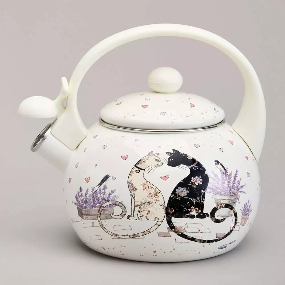 Чайник эмалированный со свистком Lavander cats