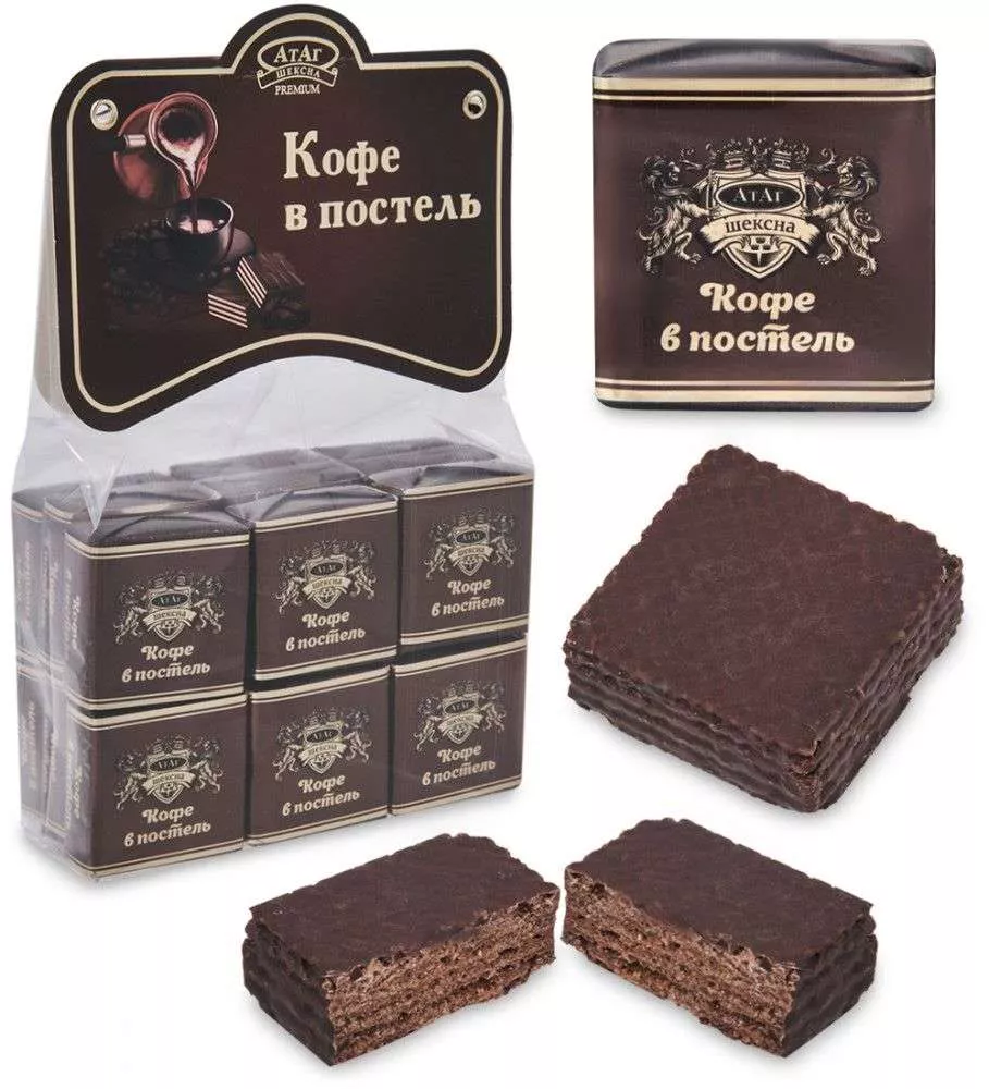 Вафли глазированные Кофе в постель с ароматом кофе 210 гр