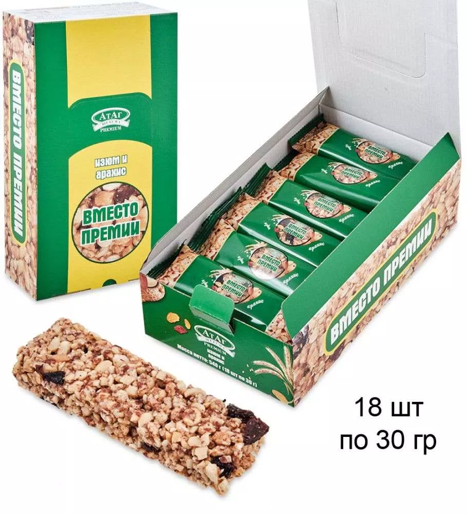 Мюсли изюм-арахис Вместо премии 18*30 гр