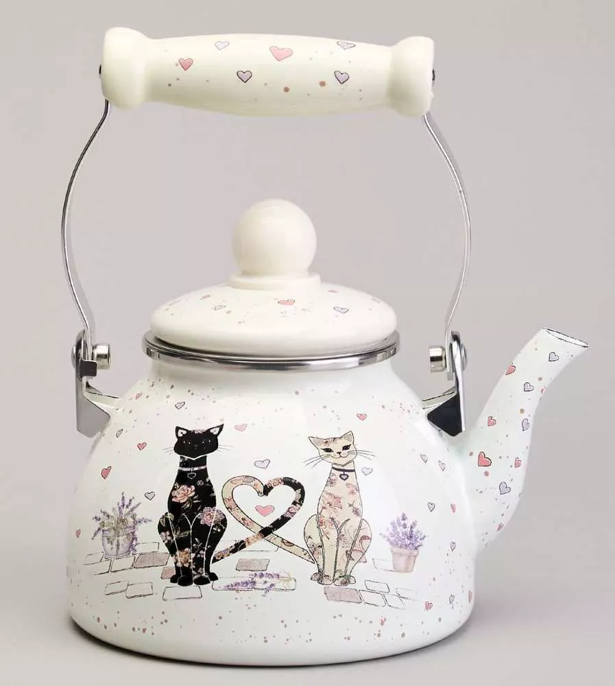 Чайник эмалированный со съемным фильтром Lavander cats