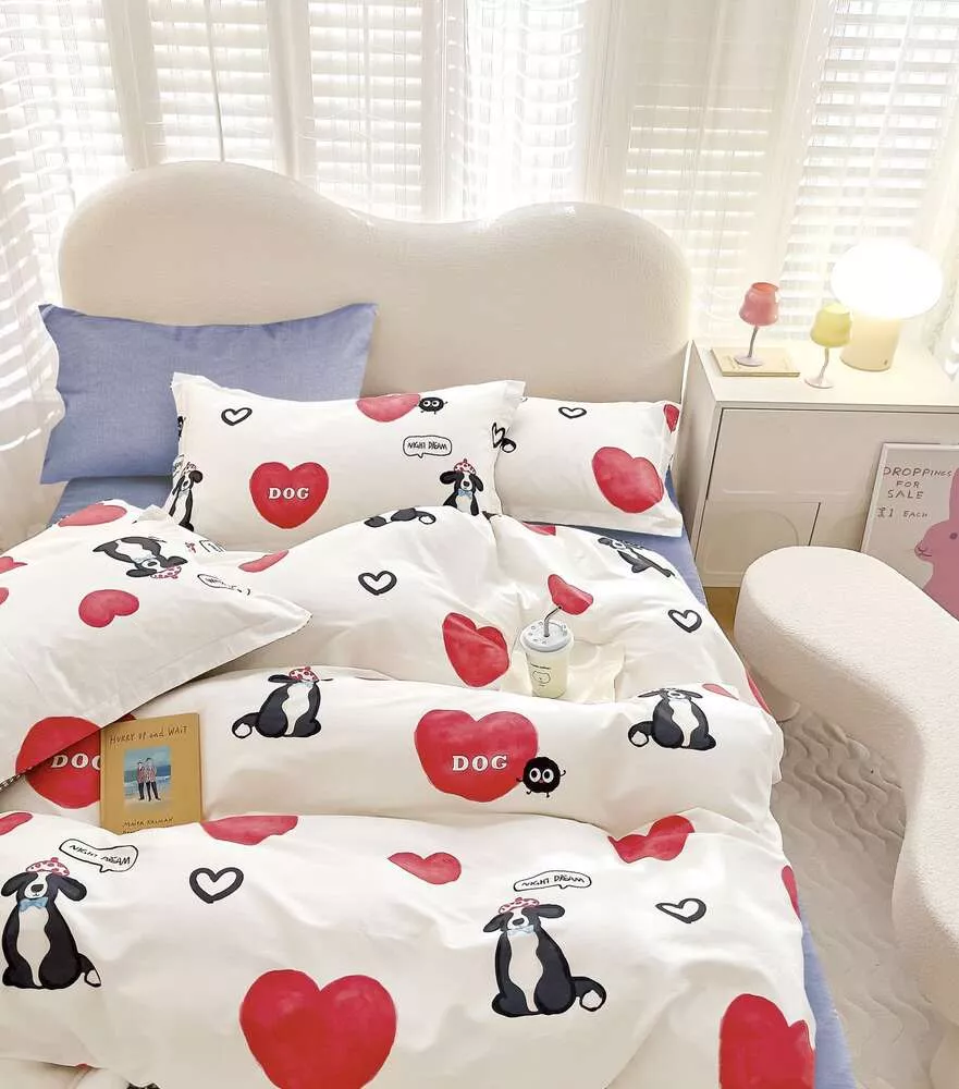 Комплект постельного белья LOVE DOG Twill евро 2 наволочки в ПВХ
