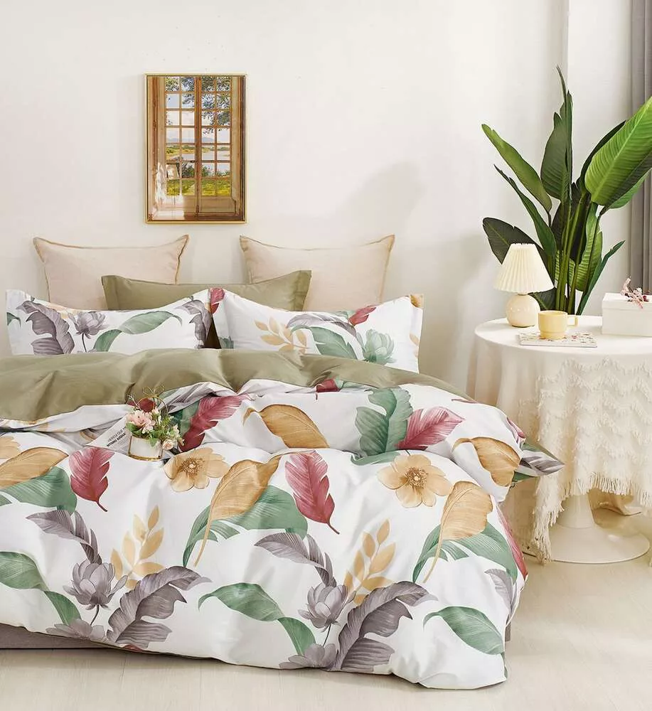 Комплект постельного белья Листья Twill 1,5 спальный наволочки 70x70