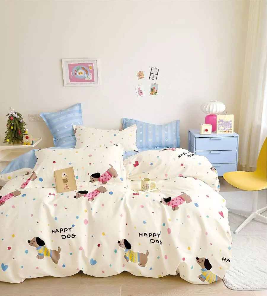 Комплект постельного белья HAPPY DOG Twill 1,5 спальный наволочки 70x70