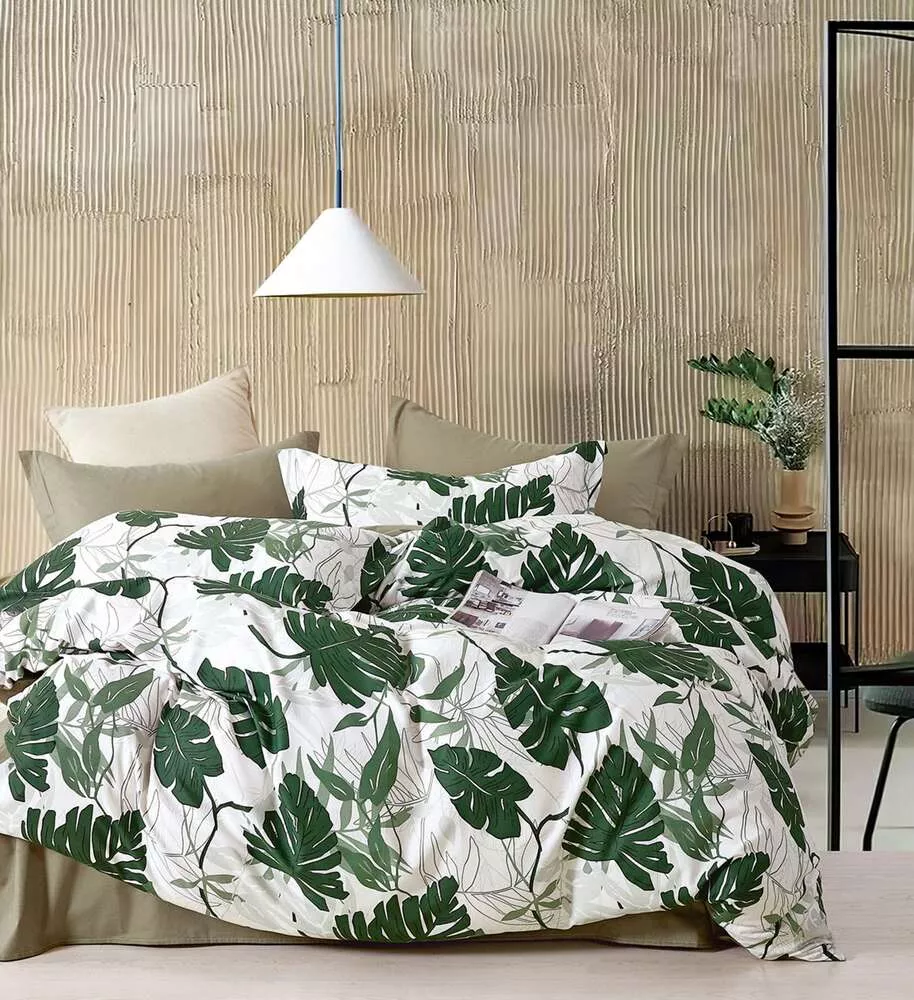 Комплект постельного белья Зеленые листья Twill 2 спальный