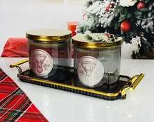 Набор из 2 банок для сыпучих продуктов на подносе