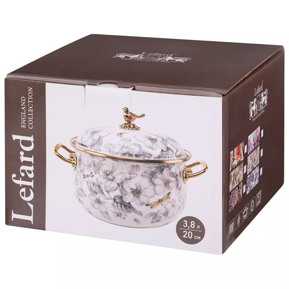 Кастрюля эмалированная с крышкой Royal Garden 3,8 л