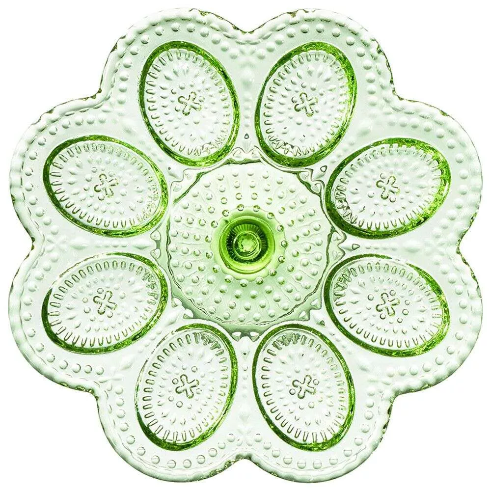 Подставка для 8 яиц на ножке Sunday Green Пасхальное Кружево
