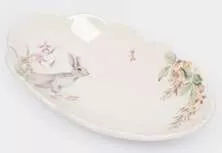 Блюдо овальное белое Кролик с цветами Flower Rabbit