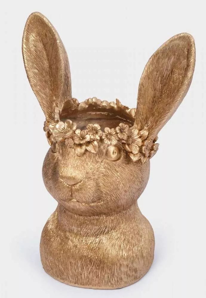 Ваза декоративная Кролик в венке Rabbit золотистая