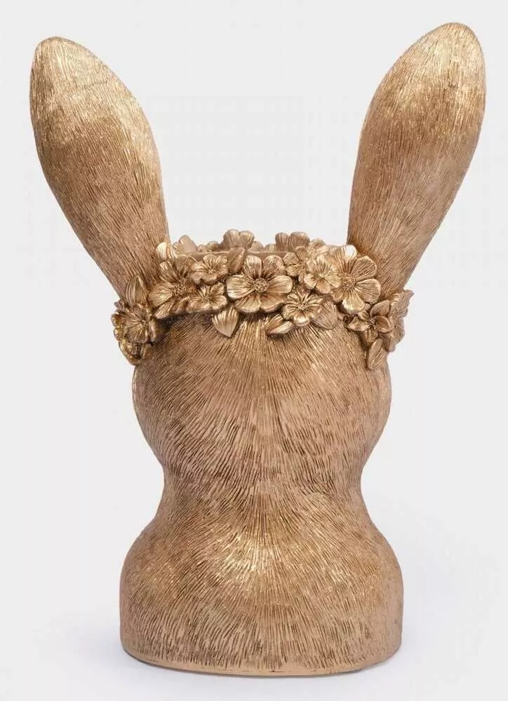 Ваза декоративная Кролик в венке Rabbit золотистая