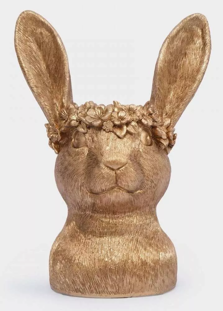 Ваза декоративная Кролик в венке Rabbit золотистая