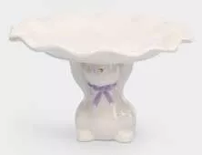 Блюдо на ножке молочно-золотистое Кролик с бантом White Rabbit