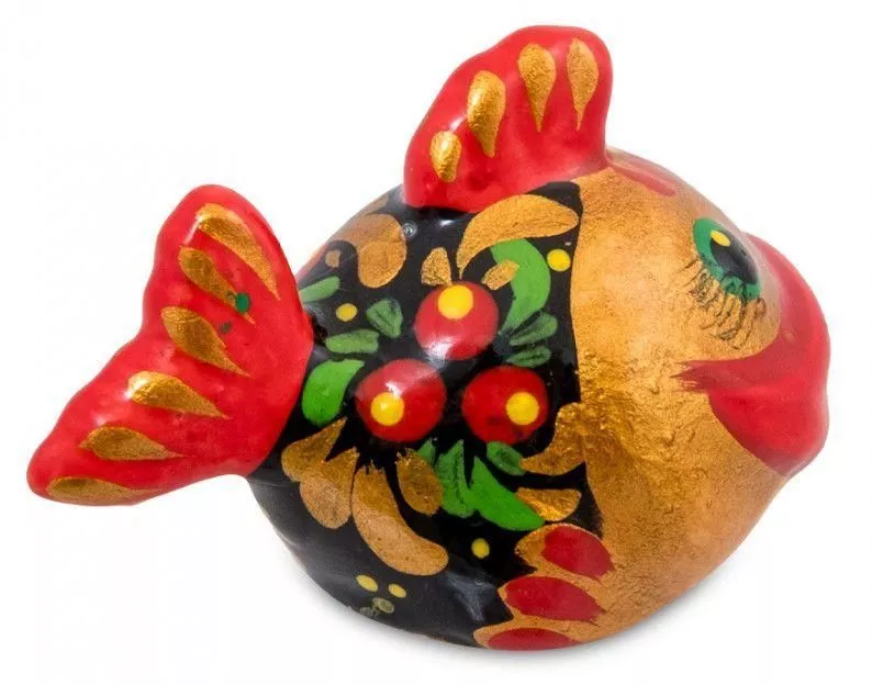 Фигурка Рыбка хохлома (Гжельский фарфор)