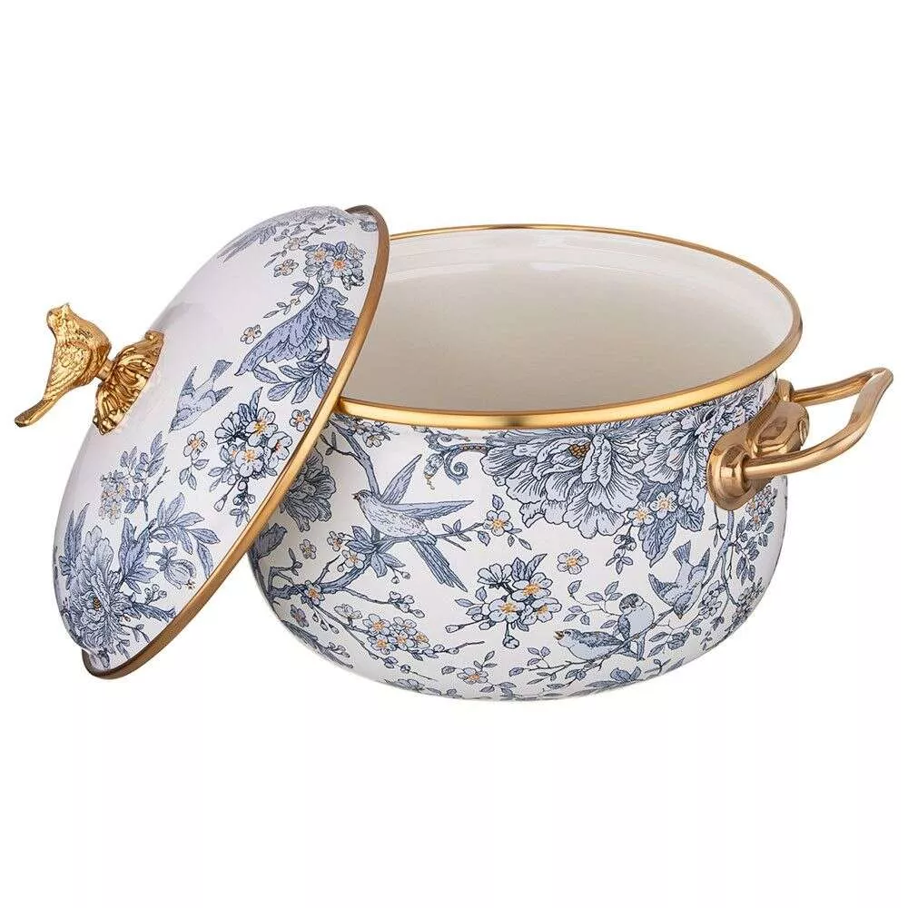 Кастрюля эмалированная с крышкой Royal Garden blue 2,1л