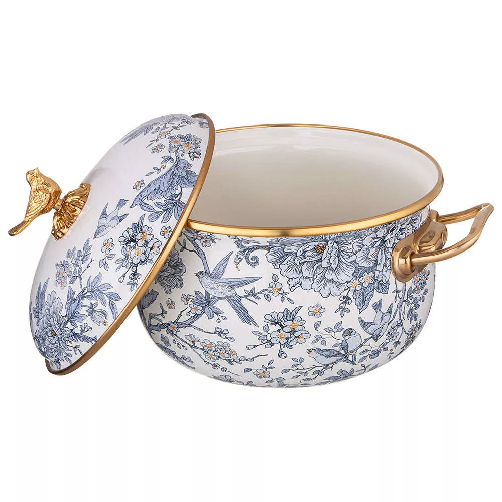 Кастрюля эмалированная с крышкой Royal Garden blue 4,8л