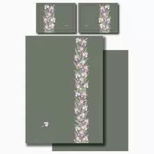 Кпб 1,5 спальный "irises" зеленый, сатин, хлопок 100%, под.150х210-1шт,пр.180х220-1шт,нав.50х70-2шт