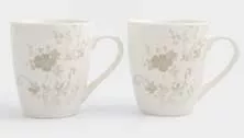 Набор из 2 кружек белые Цветы и листья Florance
