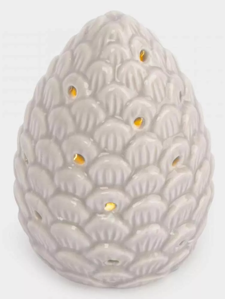 Статуэтка фарфоровая с подсветкой бежево-молочная Шишка Pinecone