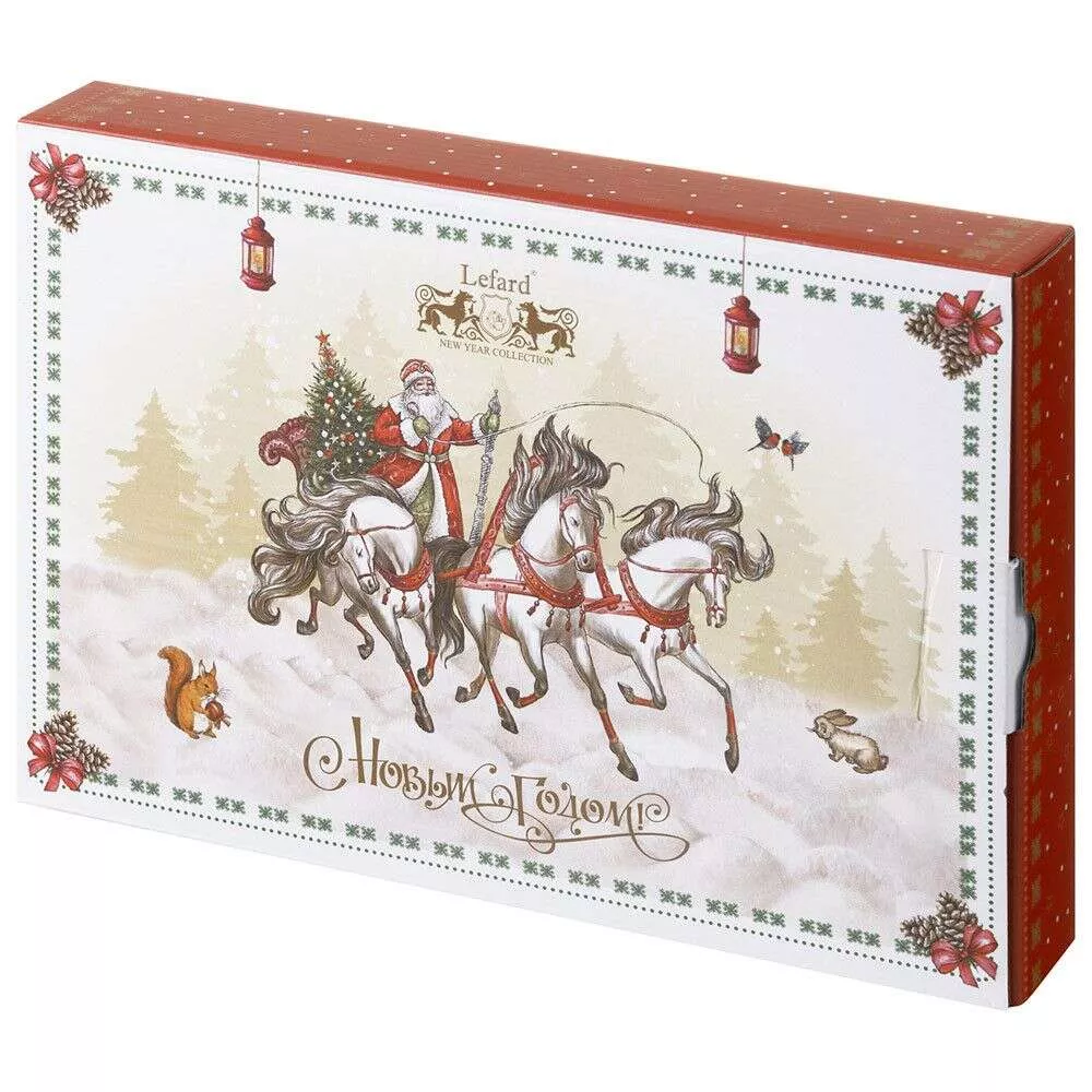Блюдо прямоугольное Тройка Christmas Collection красное