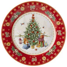 Тарелка обеденная Eлка Christmas Collection красная